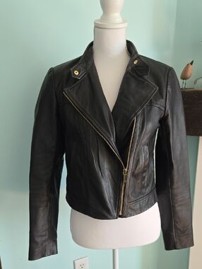 Michael Kors Leather Moto Jacket S